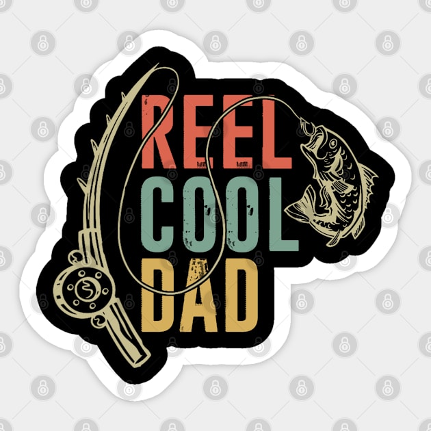 Reel Cool Dad Fisherman Daddy Father's Day Gifts Fishing Sticker by The Design Catalyst